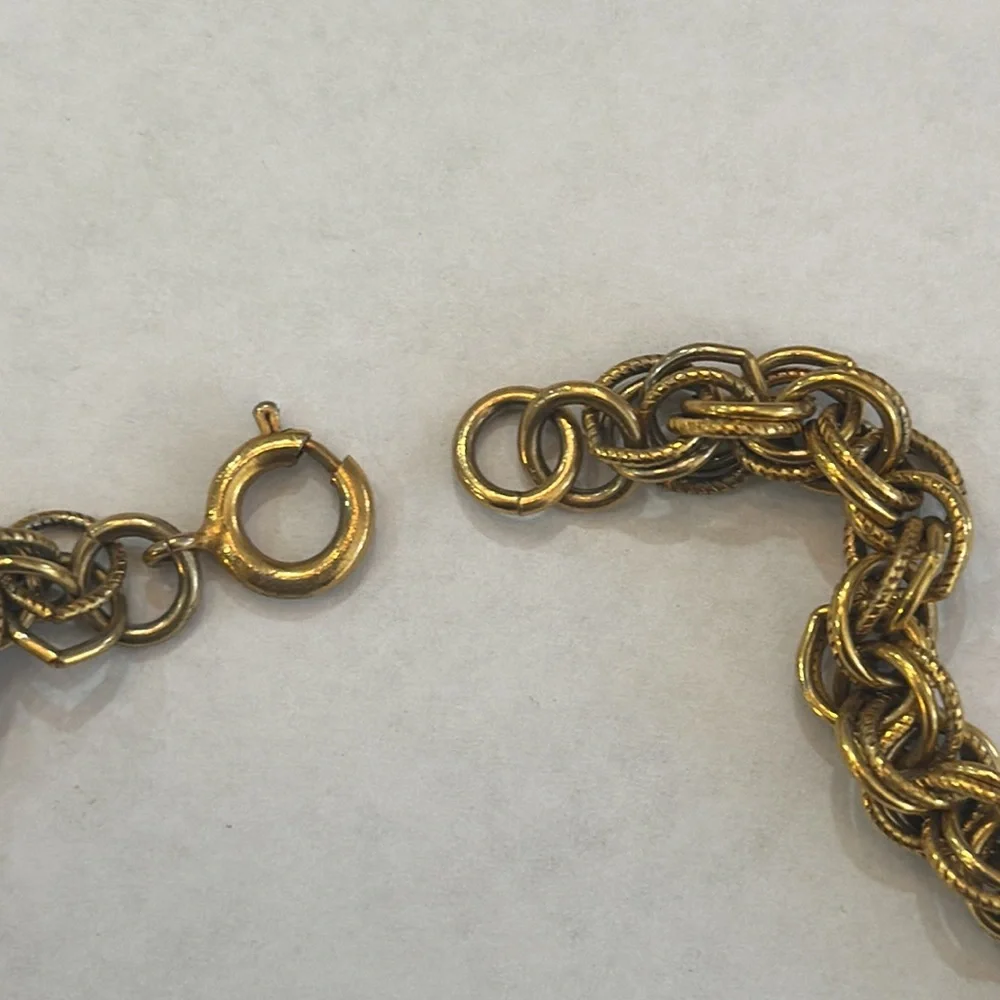 💗ORIGINAL BY‎ ROBERT LARGE GOLD PENDANT  WHITE ENAMEL LONG BYZANTINE ROPE CHAIN